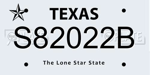 S82022B Texas License Plate