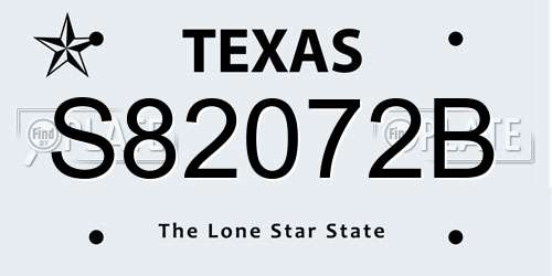 S82072B Texas License Plate