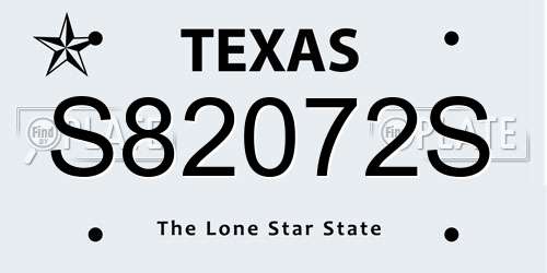 S82072S Texas License Plate