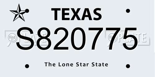 S820775 Texas License Plate