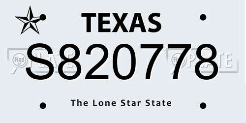 S820778 Texas License Plate