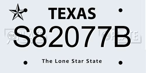 S82077B Texas License Plate