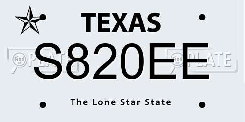 S820EE Texas License Plate