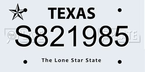 S821985 Texas License Plate