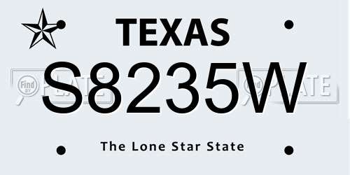 S8235W Texas License Plate