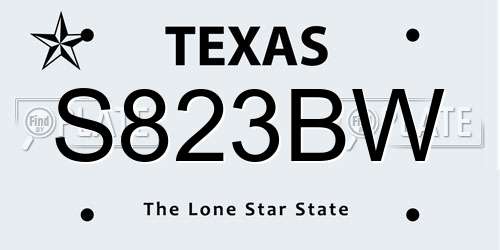 S823BW Texas License Plate