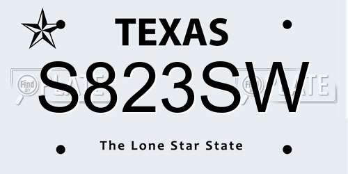 S823SW Texas License Plate