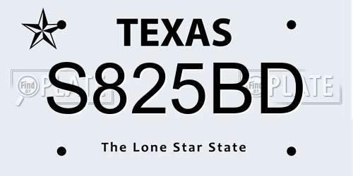 S825BD Texas License Plate