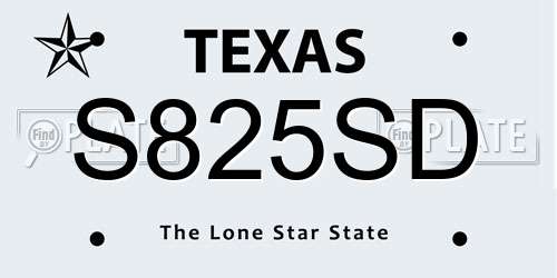 S825SD Texas License Plate