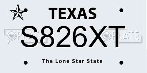 S826XT Texas License Plate