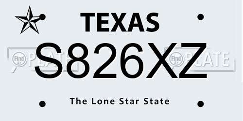 S826XZ Texas License Plate