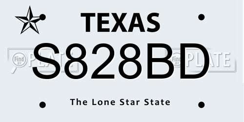 S828BD Texas License Plate