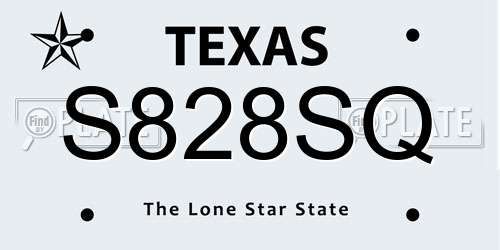 S828SQ Texas License Plate