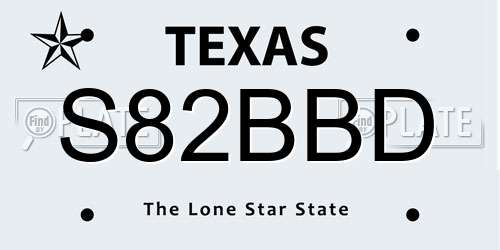S82BBD Texas License Plate