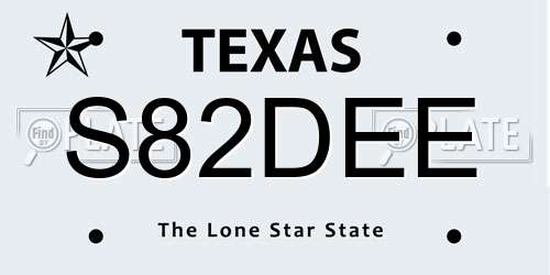 S82DEE Texas License Plate