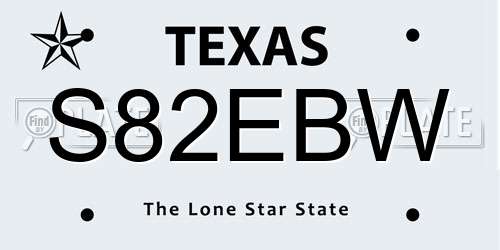 S82EBW Texas License Plate