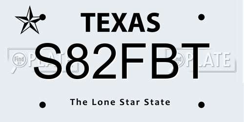 S82FBT Texas License Plate