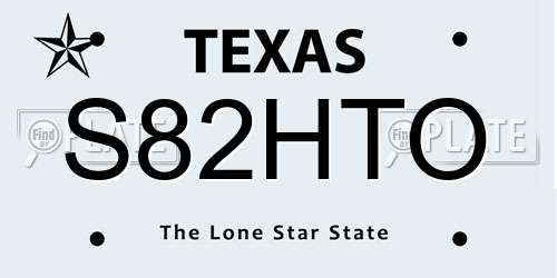 S82HTO Texas License Plate