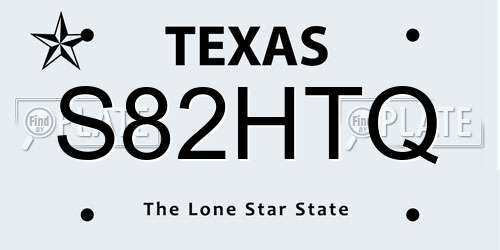 S82HTQ Texas License Plate