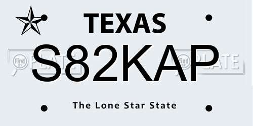 S82KAP Texas License Plate