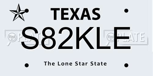 S82KLE Texas License Plate