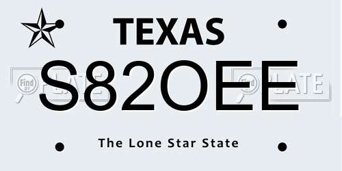 S82OEE Texas License Plate