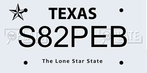 S82PEB Texas License Plate