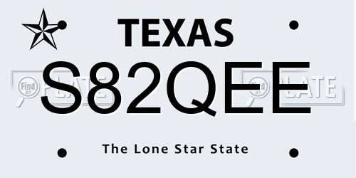 S82QEE Texas License Plate