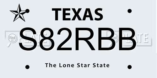 S82RBB Texas License Plate