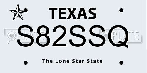 S82SSQ Texas License Plate
