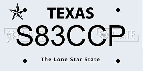 S83CCP Texas License Plate
