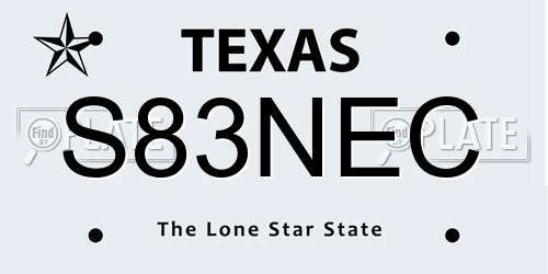 S83NEC Texas License Plate