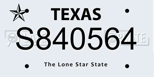 S840564 Texas License Plate