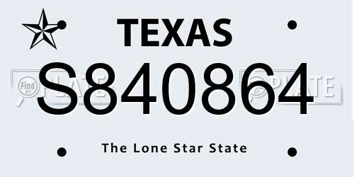 S840864 Texas License Plate