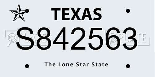 S842563 Texas License Plate