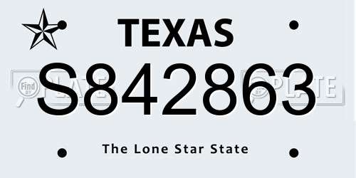 S842863 Texas License Plate