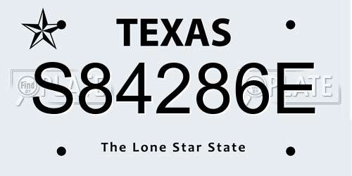 S84286E Texas License Plate