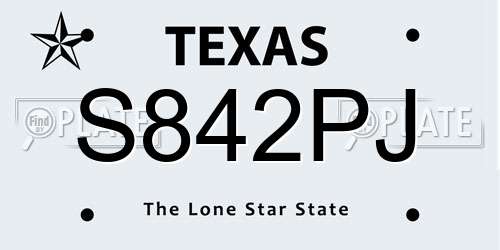 S842PJ Texas License Plate