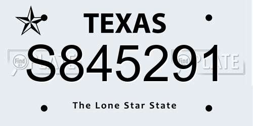 S845291 Texas License Plate