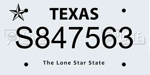 S847563 Texas License Plate