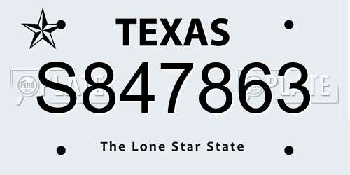 S847863 Texas License Plate