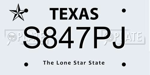 S847PJ Texas License Plate
