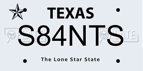 S84NTS Texas License Plate