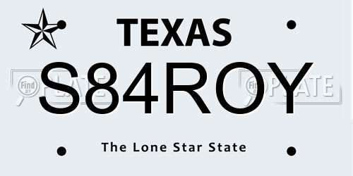 S84ROY Texas License Plate