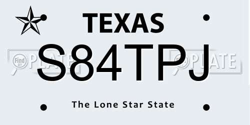 S84TPJ Texas License Plate
