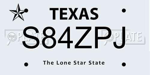 S84ZPJ Texas License Plate