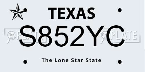 S852YC Texas License Plate