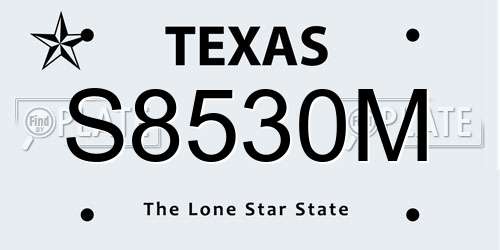 S8530M Texas License Plate