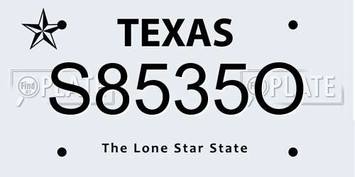 S8535O Texas License Plate
