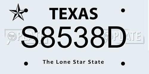 S8538D Texas License Plate